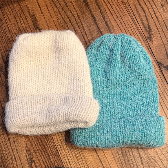 Accessories - Women's Soft Knit Beanie Set - Cream and Blue